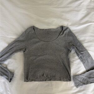 Brandy Melville Grey Cropped Ribbed Long Sleeve